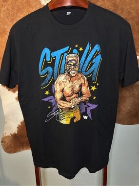 Sting Wrestling Graphic T-Shirt Black Retro Surfer Sting Fits Men’s Large